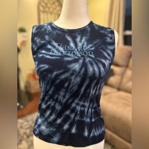 HARLEY-DAVIDSON vintage ladies tank in blue tie dye made in USA 🇺🇸